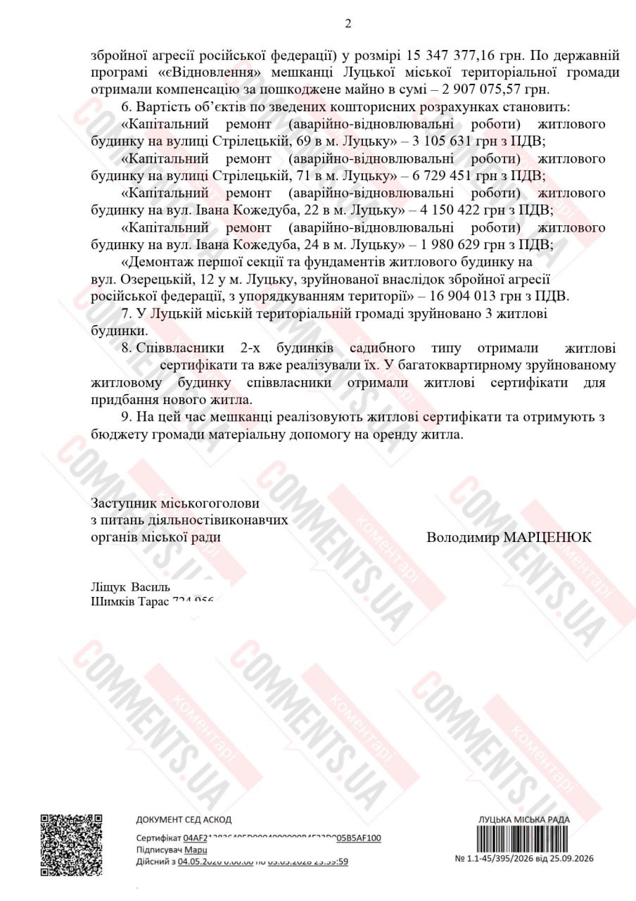Луцк тоже не уцелел: сколько жилых домов пострадали от ударов РФ - фото 2