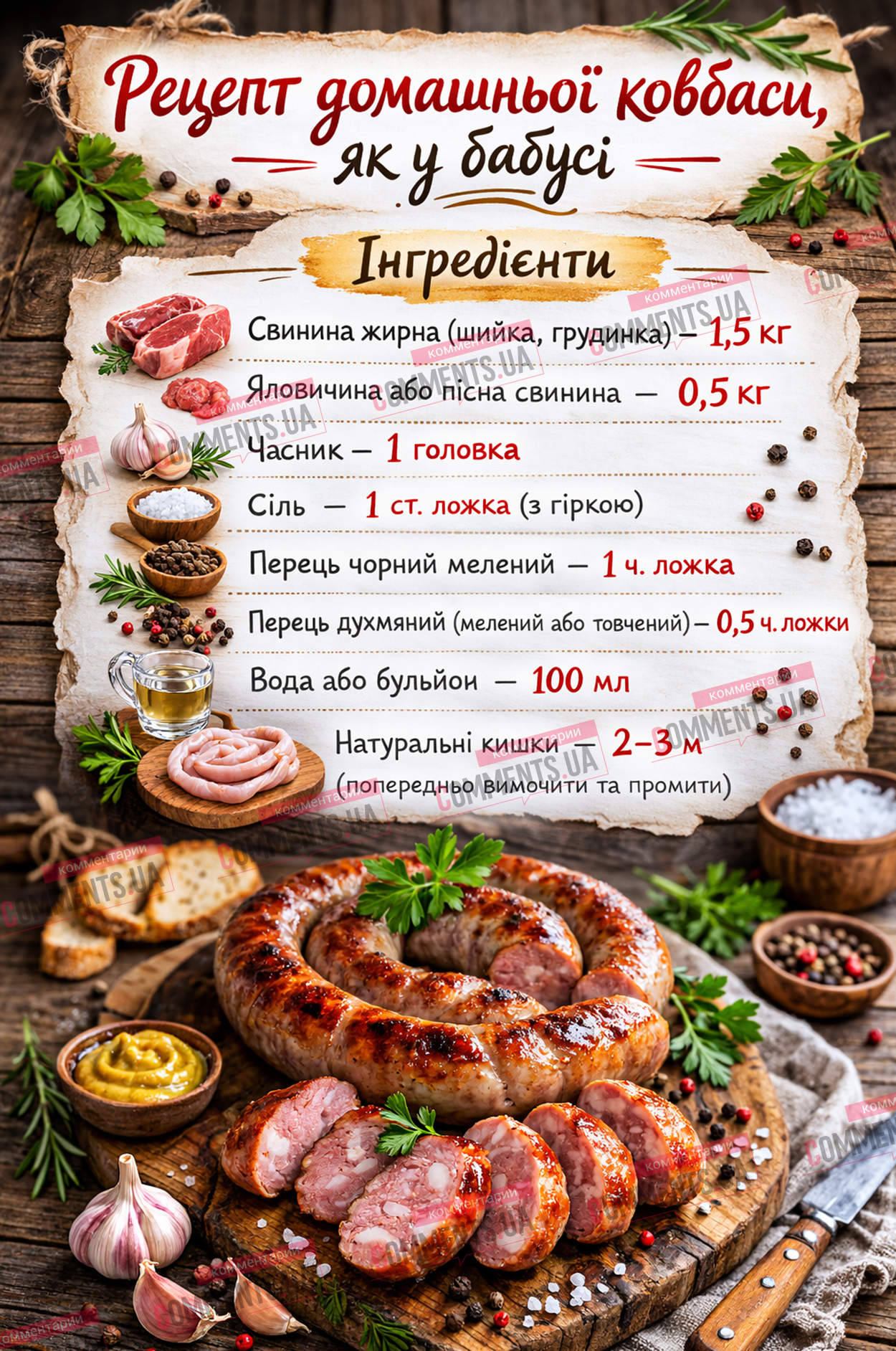 Домашняя колбаса как у бабушки: секретный рецепт на Пасху (ИНФОГРАФИКА)