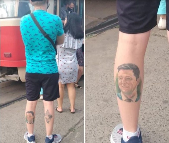 Звезда сети: мужчина сделал на ноге татуировку с лицом Зеленского (ФОТО) - фото 2