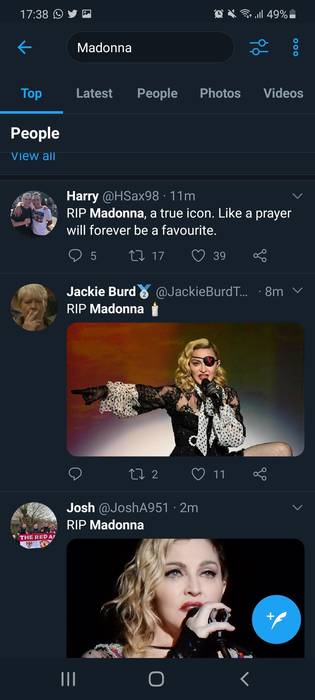 В социальной сети случайно «похоронили» певицу Мадонну - фото 3
