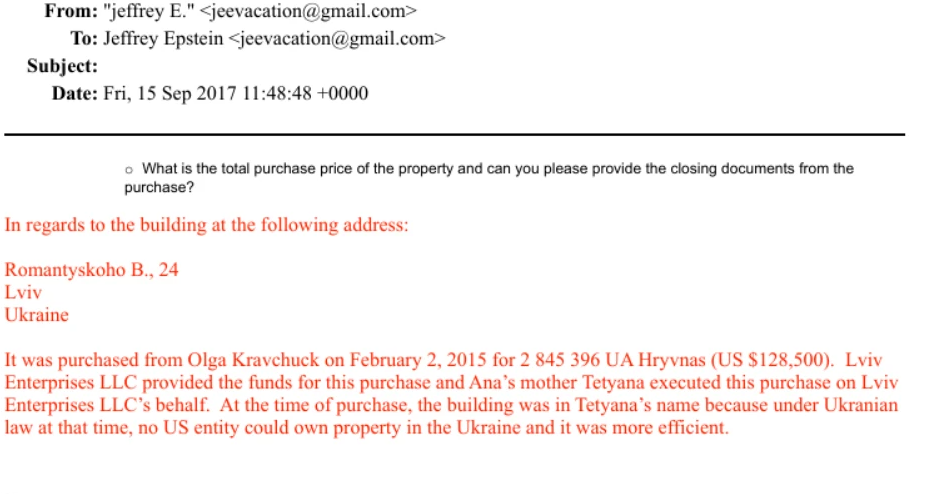 Что известно о ”доме Эпштейна” во Львове, который нашли в скандальных файлах - фото 2