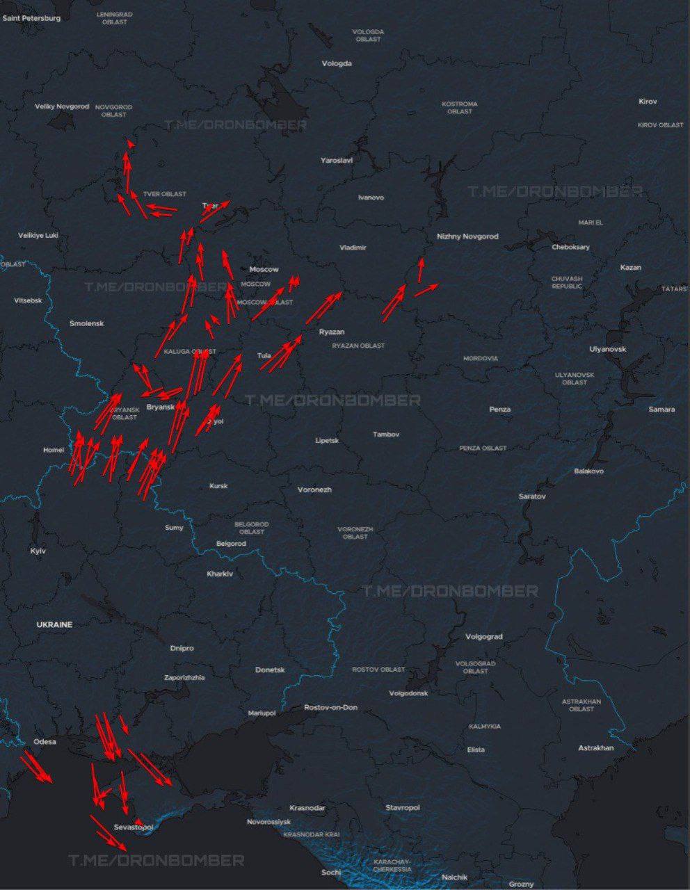 Масштабная атака БпЛА на Москву: мониторинговые каналы заявляют об около 100 дронов - фото 2