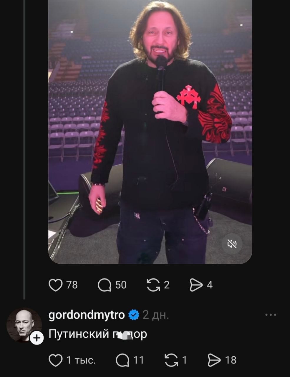 Без цензуры и эмоций: как журналист Дмитрий Гордон атакует российских звезд и пропагандистов в Threads - фото 2 Без цензуры и эмоций: как журналист Дмитрий Гордон атакует российских звезд и пропагандистов в Threads - фото 2