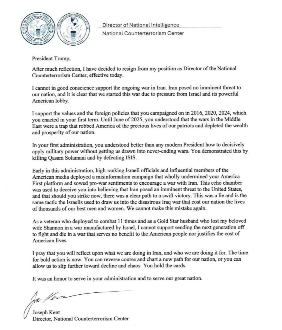 Громкая отставка в Вашингтоне: глава Национального контртеррористического центра ушел с поста из-за войны с Ираном - фото 2