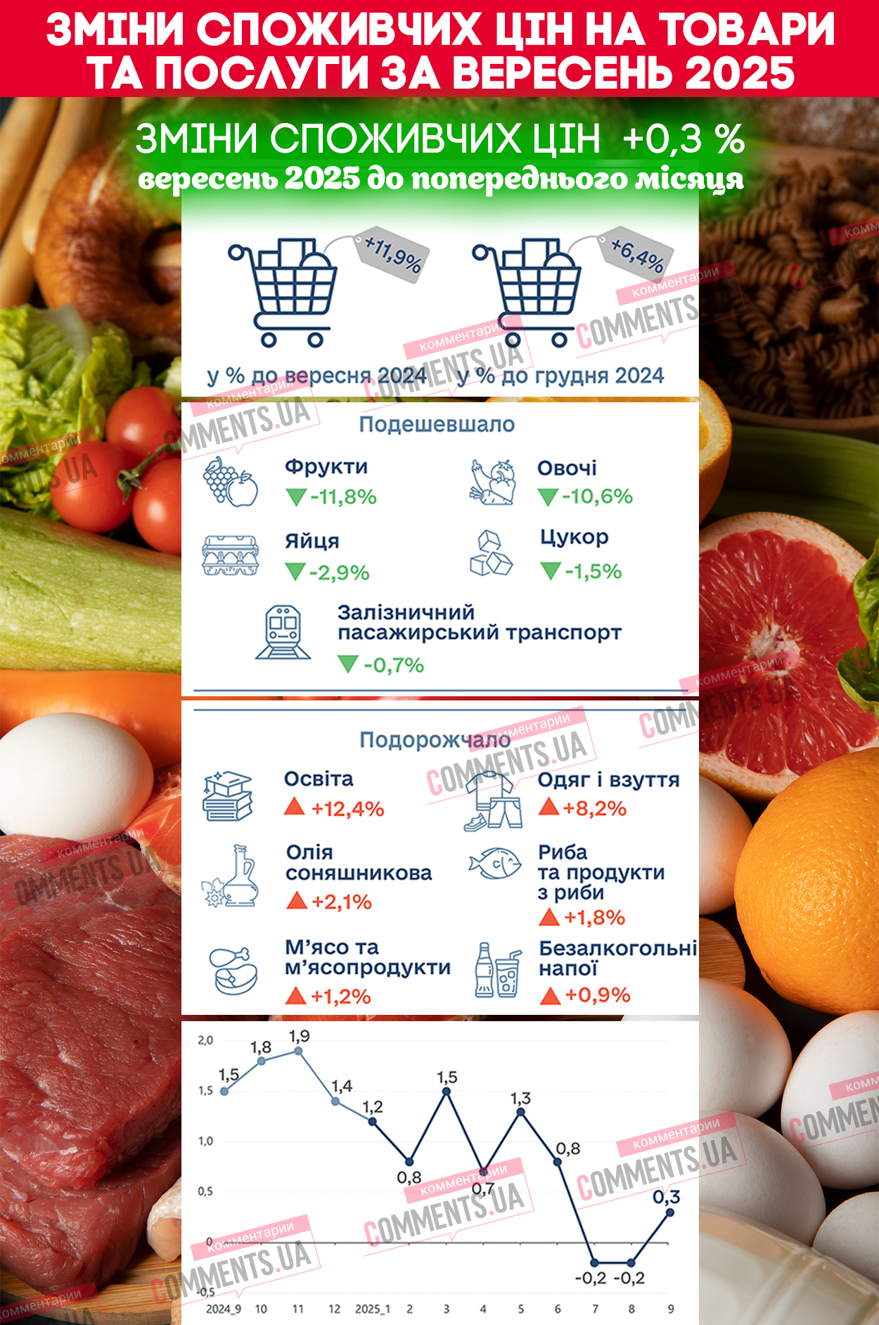 Названы продукты, которые больше всего подорожали в Украине (ИНФОГРАФИКА)
