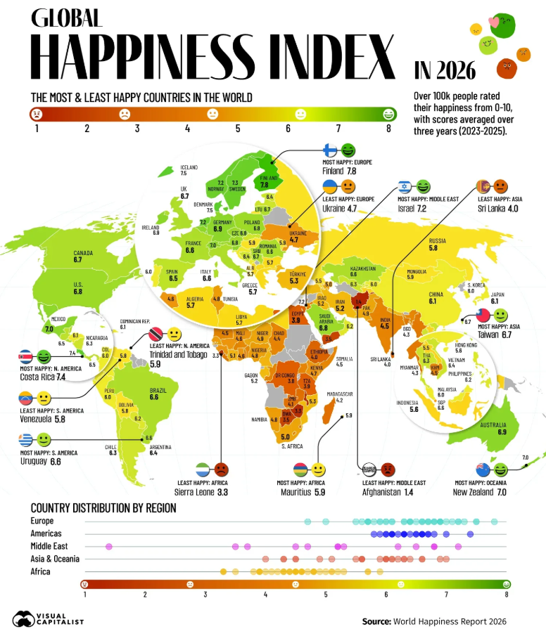 Где в Европе меньше всего улыбаются: Украина заняла последнее место в рейтинге счастья - фото 2 Где в Европе меньше всего улыбаются: Украина заняла последнее место в рейтинге счастья - фото 2