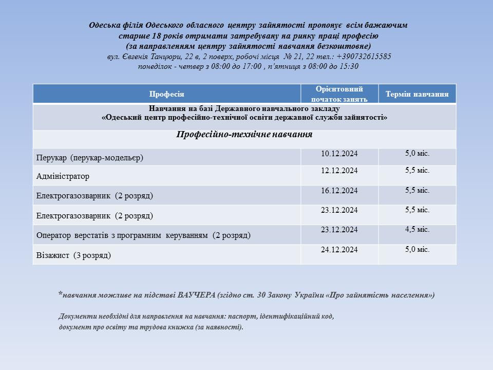 В Одессе совершеннолетние могут бесплатно получить новую профессию: детали - фото 2