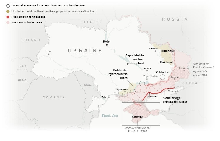 Шесть сценариев украинского контрнаступления – WP (карта) - фото 2